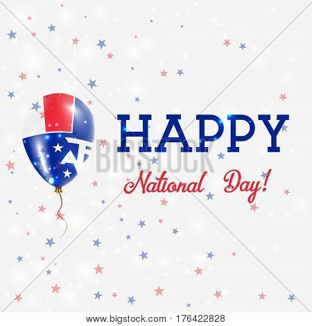 Taaf National Day Patriotic Poster. Flying Rubber Balloon In Colors Of The French Flag. Taaf Nationa