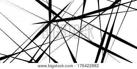 Random Chaotic Lines Abstract Geometric Pattern / Texture. Modern, Contemporary Art-like Illustratio