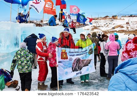Sahyurta, Irkutsk Region, Russia - March 11.2017: Cup Of Baikal. Winter Swimming Competitions