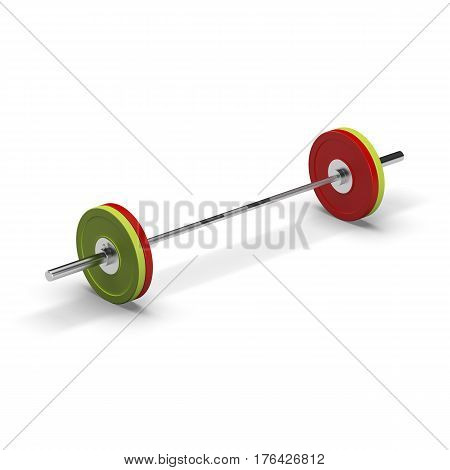 Barbell isolated on white background. 3d illustration render on white.