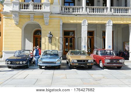 Exhibition Of Vintage Cars At Varallo Sesia Village, Piedmont, Italy