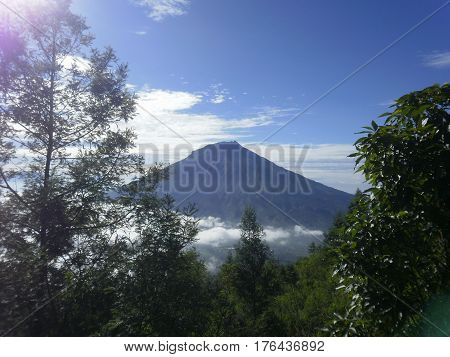 The greatest lansdscape of Sumbing mountain in central Java, Indonesia