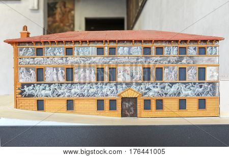 Verona, Italy - 14 April 2014: Model of a painted house at Verona on Italy