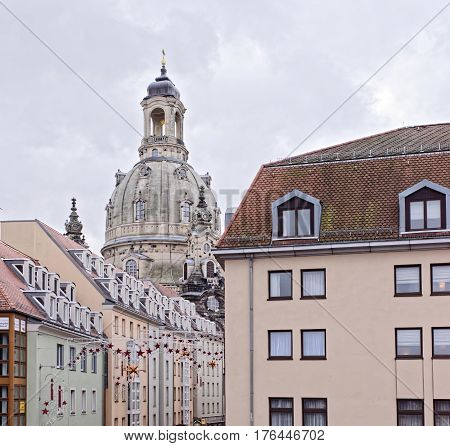 DresdenGermany-January 42017: Frauenkirche is a Lutheran church. It was erected on the orders of Augustus the Strong (1670-1733)