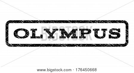 Olympus watermark stamp. Text tag inside rounded rectangle frame with grunge design style. Rubber seal stamp with dirty texture. Vector black ink imprint on a white background.