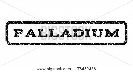 Palladium watermark stamp. Text caption inside rounded rectangle with grunge design style. Rubber seal stamp with scratched texture. Vector black ink imprint on a white background.