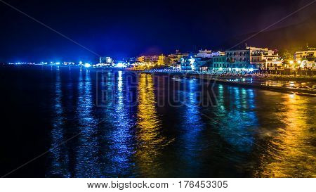 view of Sperlonga by night a coastal town in the province of Latina Italy