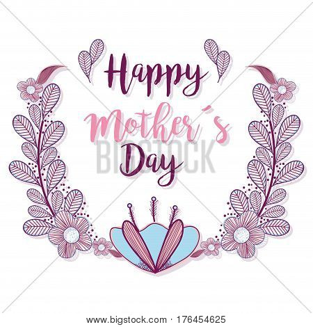 mother day with braches flowers decoration, vector illustration