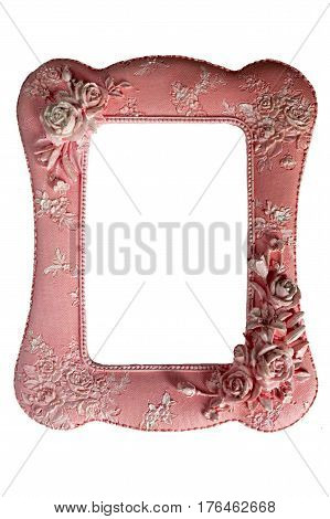 wedding photo frame pink color on a white background
