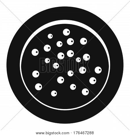 Peppercorns on a plate icon. Simple illustration of peppercorns on a plate vector icon for web