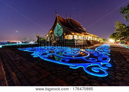 Ubonrachathani,Thailand -  Feb 25 , 2017 : Panorama of Thai church in Watsirindhornwararam
