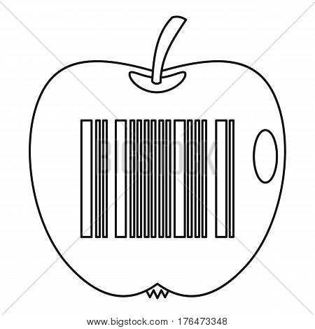 Apple with barcode icon. Outline illustration of apple with barcode vector icon for web