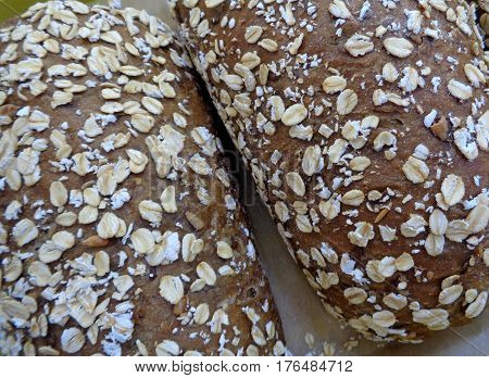 Closed up multi-grain breads, whole grain bread loaves for background