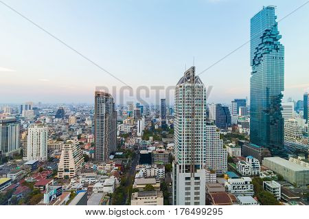 Bangkok Skyline Mahanakorn Building Cityscape Sunset
