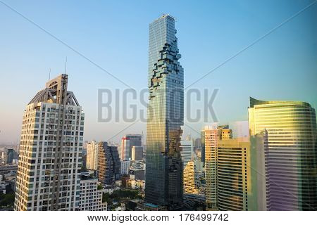 Bangkok Cityscape Sunset, Mahanakorn Modern Tower