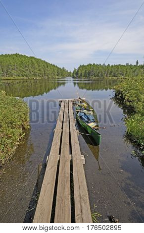 Canoe Dock in the Wilds on Swamp Lake in Quetico Provincial Park in Ontario