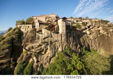 Amazing panorama of Holy Monastery of Great Meteoron in Meteora, Thessaly, Greece