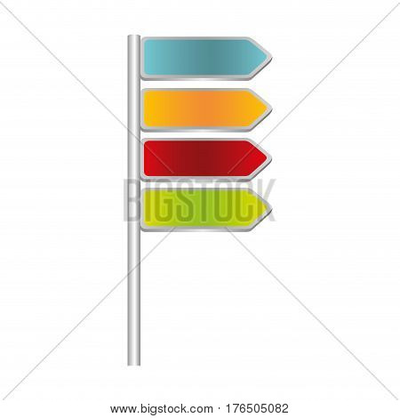 colorful directional metallic plaque road sign vector illustration