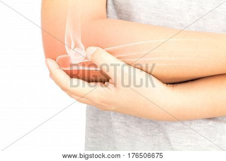 elbow bones injury white background elbow pain