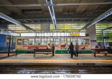 TOYAMA JAPAN - FEB 13, 2017: Many people using 