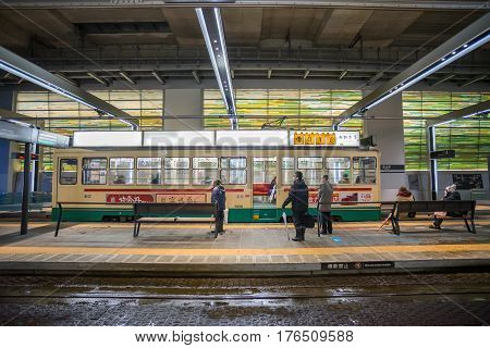 TOYAMA JAPAN - FEB 13, 2017: Many people using 