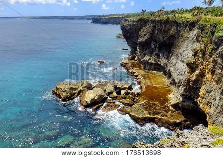 Cliffs On The Southern Shore Of Tongatapu Island In Tonga