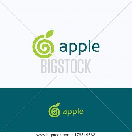 Apple spiral 6 b logo letter labyrinth logotype isolated on white background.