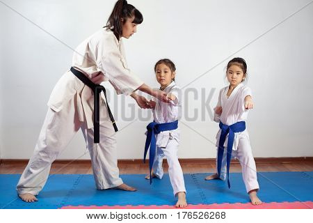 Coach Woman Showing Martial Art For Children