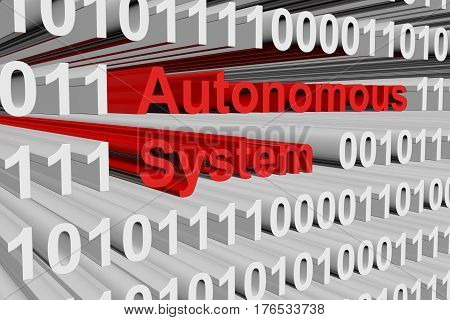 autonomous system in the form of binary code, 3D illustration