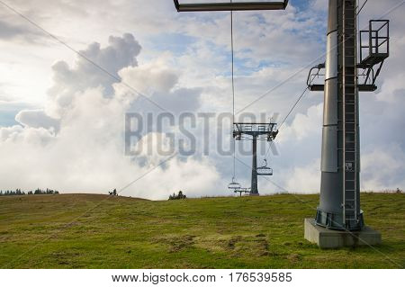 Summer landscape in Gerlitzen AplsAustria.Ski resort before storm.