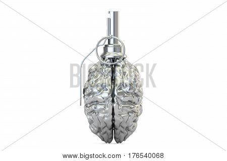 Brain grenade closeup 3D rendering isolated on white background
