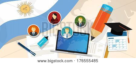 Argentina education school university concept with icon laptop paper pencil cap student vector