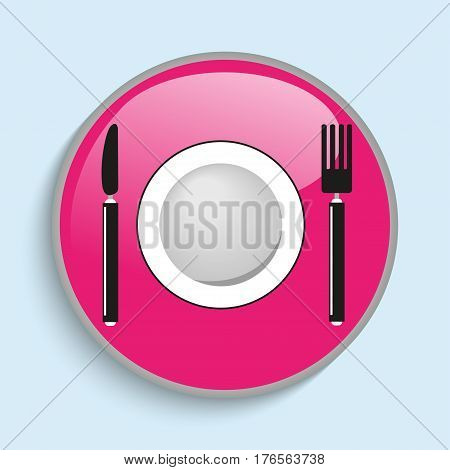 Cutlery and plate. Vector icon. Vector image in multiple colors.