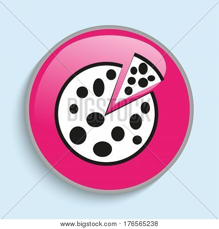 Fresh pizza with a piece cut off. Vector icon. Conditional vector image in the form of color.