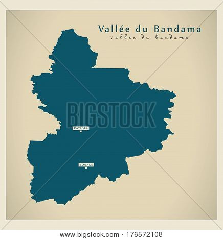 Modern Map - Vallee Du Bandama Ci Illustration Silhouette