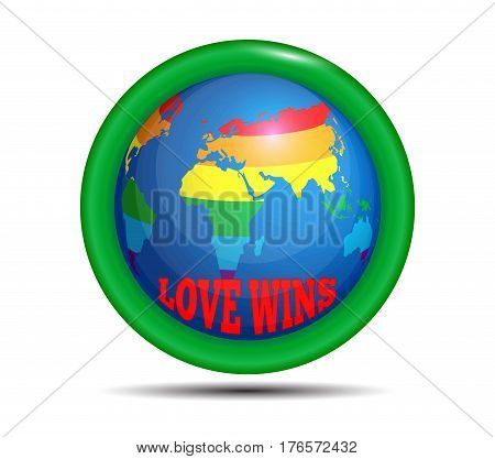 Love Wins icon on a white background. isolated symbol LGBT. Symbol gay and lesbian equality pride. Vector illustration for web-design and design banner, flyer, poster, clothes and t-shirt. rainbow map