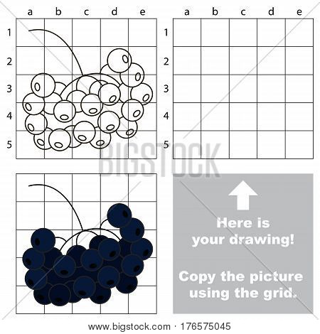 Copy the picture using grid lines. Easy educational game for kids. Simple kid drawing game with Black Choke Berry.