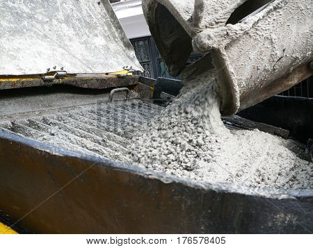 Concrete Mix Pouring Into Hopper