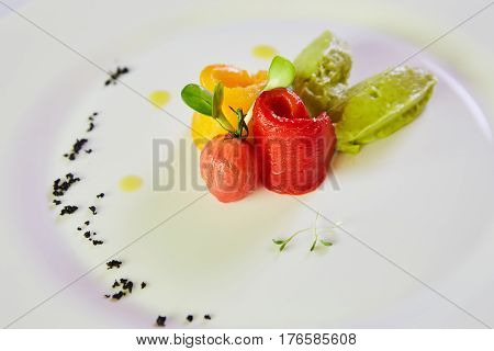 Steamed mixed vegetables. Close up. Shallow dof. Vegetarian food