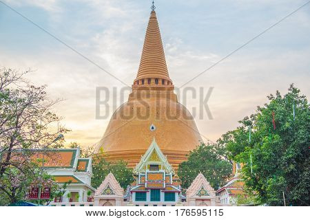 Wat Phra Pathom Chedi temple in Nakhon Pathom, Thailand.