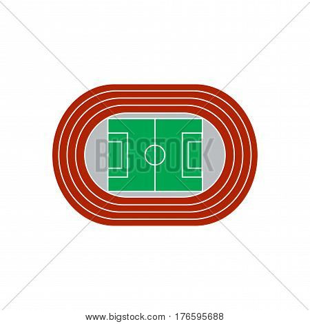 Stadium with running track colorful vector icon isolated on white background.