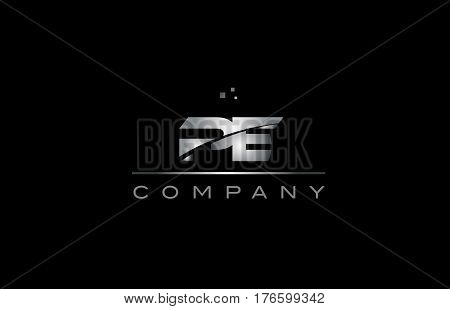 Pc P C  Silver Grey Metal Metallic Alphabet Letter Logo Icon Template