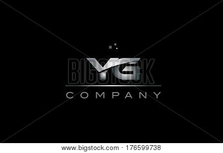 Yg Y G  Silver Grey Metal Metallic Alphabet Letter Logo Icon Template