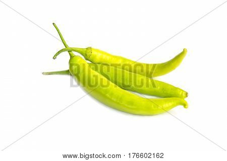 fresh green chilli isolated on white background