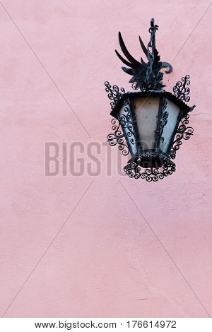 Exquisite street lamp on the old house in historic Albacyn district of Granada