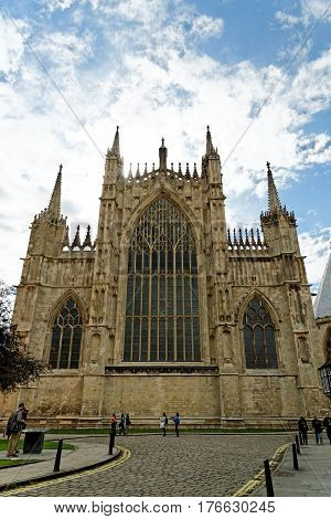 York England - June 29 2016: The Cathedral And Metropolitical Church Of St Peter In York. View Of Th