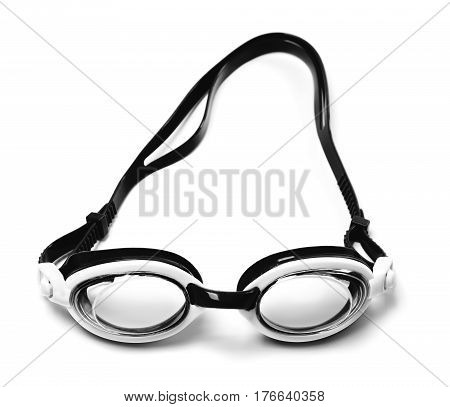 Black and white goggles for swimming isolated on white background