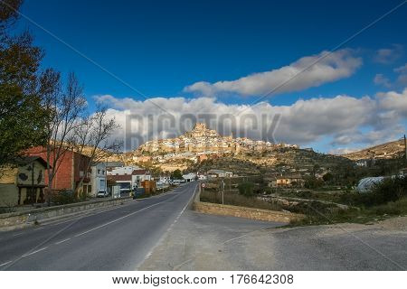 Morella is a town and municipality in Spain in the province of Castellon in the Autonomous community of Valencia (Autonomous community). The municipality is a part of the district (Comarca) Los Puertos. November 2007.