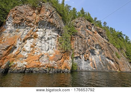Colorful Rocks in the Wilderness on Ottertrack Lake in Quetico Provincial Park