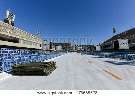 Rio de Janeiro, Brazil - February 15, 2017: Marques de Sapucai Sambadrome is getting ready for the carnival party.
